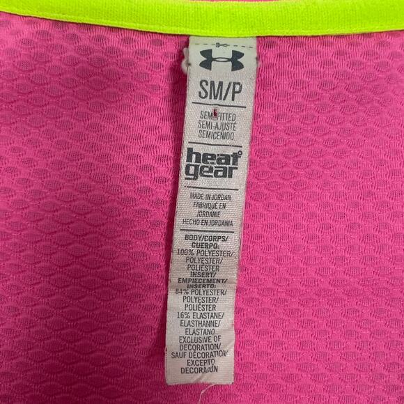 Under Armour Heat Gear Semi Fitted Athletic Wear Pink Top Size Small - Picture 2 of 9
